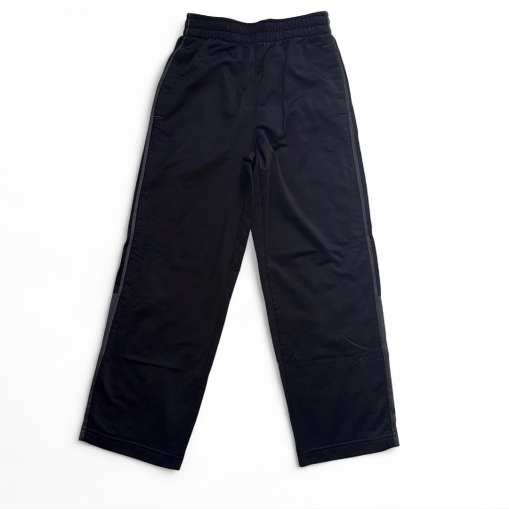 Starter Boys Black Track Pants Size M (8) Grey Stripe Activewear